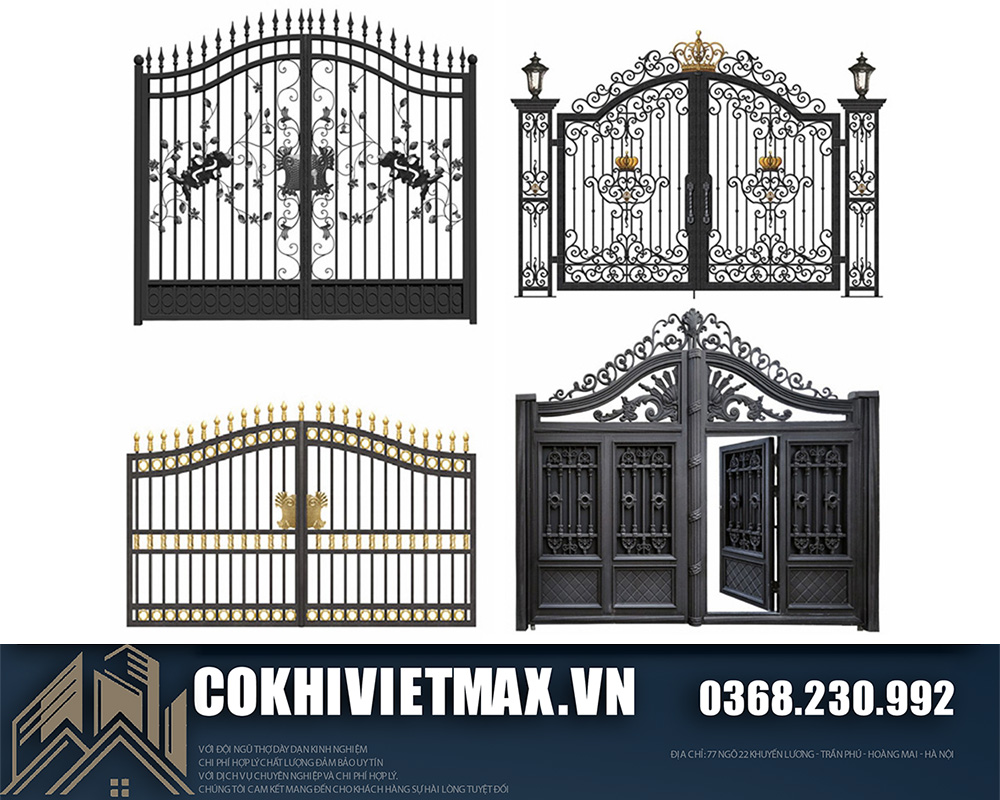 Cổng sắt 2 cánh phong cách cổ điển