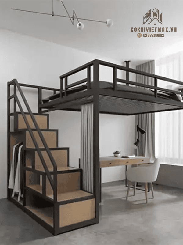 Cầu Thang Sắt Kết Hợp Tủ Đồ 