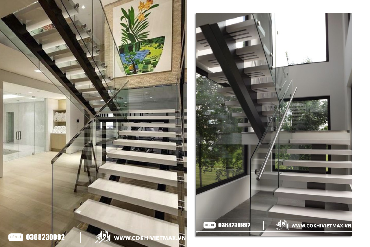 mẫu cầu thang sắt xương cá đẹp