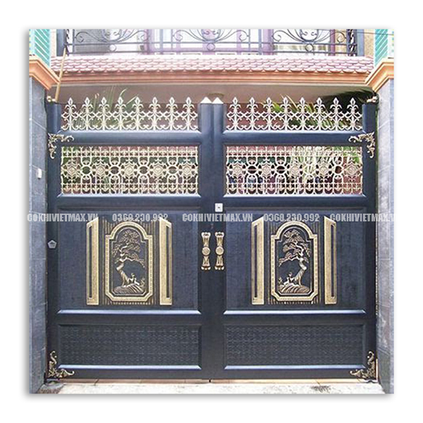 Mẫu cổng nhôm đúc hiện đại cho nhà phố
